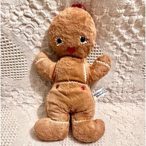 Vtg 1950’s Knickerbocker Classic Gingerbread Man Stuffed Plush Toy ❤️ Mouth